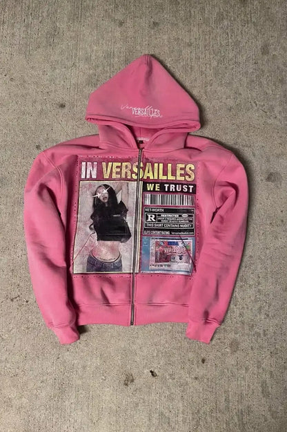 Graphic Zip-Up Street Hoodie