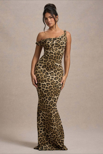 Print One-Shoulder Bodycon Party Dress