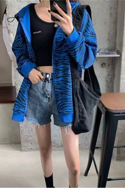 Zebra Print Slim Fit Hoodie