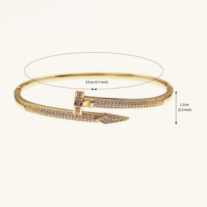 Stylish Unique Zircon Nail Open Bangle Bracelet