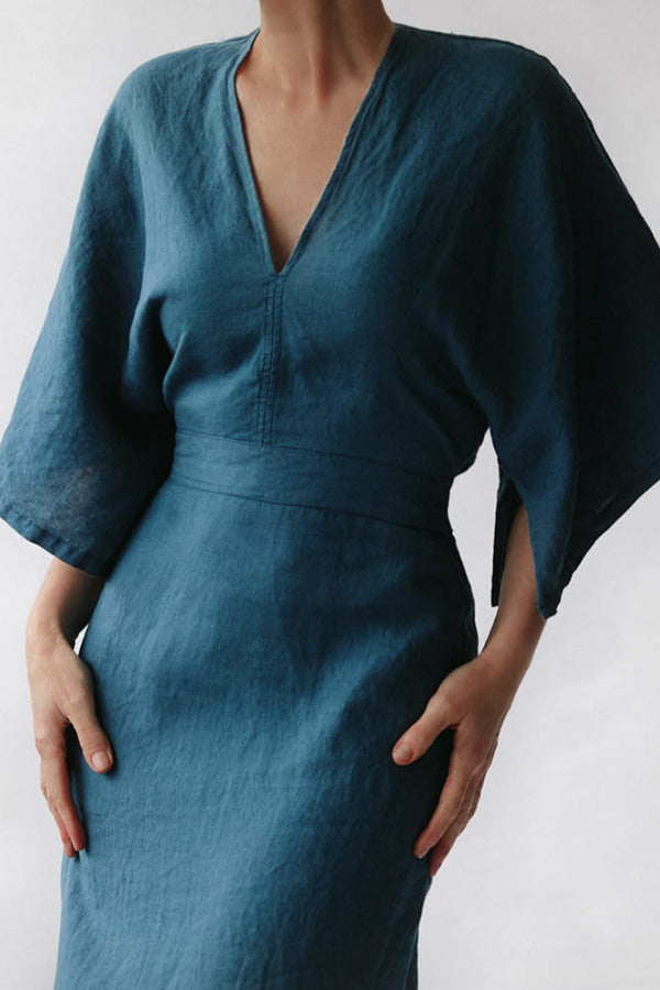 Elegant Ink Linen Dress