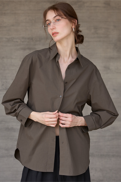 Premium Cotton White Oversized Collared Long Sleeve Blouse