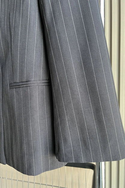 Shoulder-Padded Pinstripe Blazer