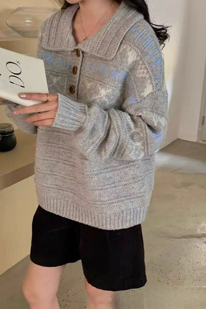 Loose Fit Fair Isle Knit Sweater