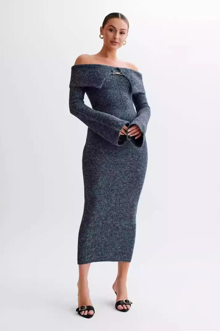 Knit Off Shoulder Fitted Bodycon Dress