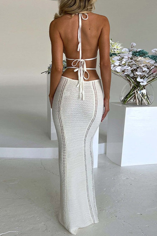 Sexy Low Cut Tie Back Maxi Vacation Dress