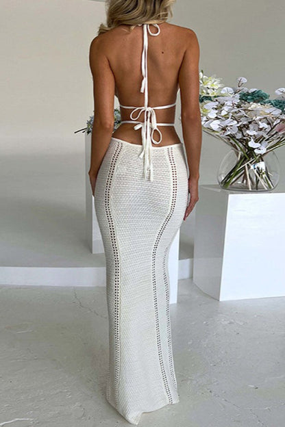 Sexy Low Cut Tie Back Maxi Vacation Dress