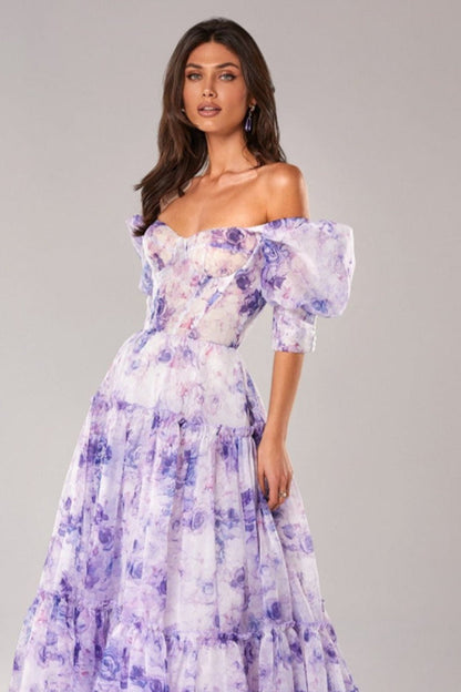 Off Shoulder Flowy Elegant Long Prom Dress