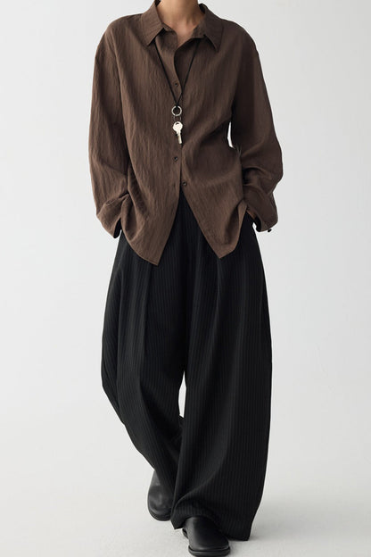 Draped V Neck Textured Blouse