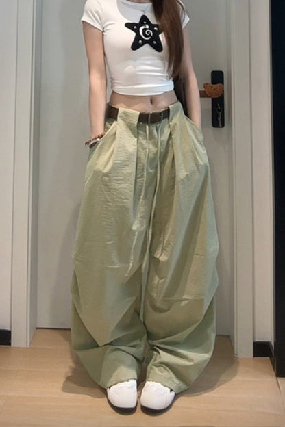 Vintage American Loose Slim Fit Wide Leg Cargo Pants