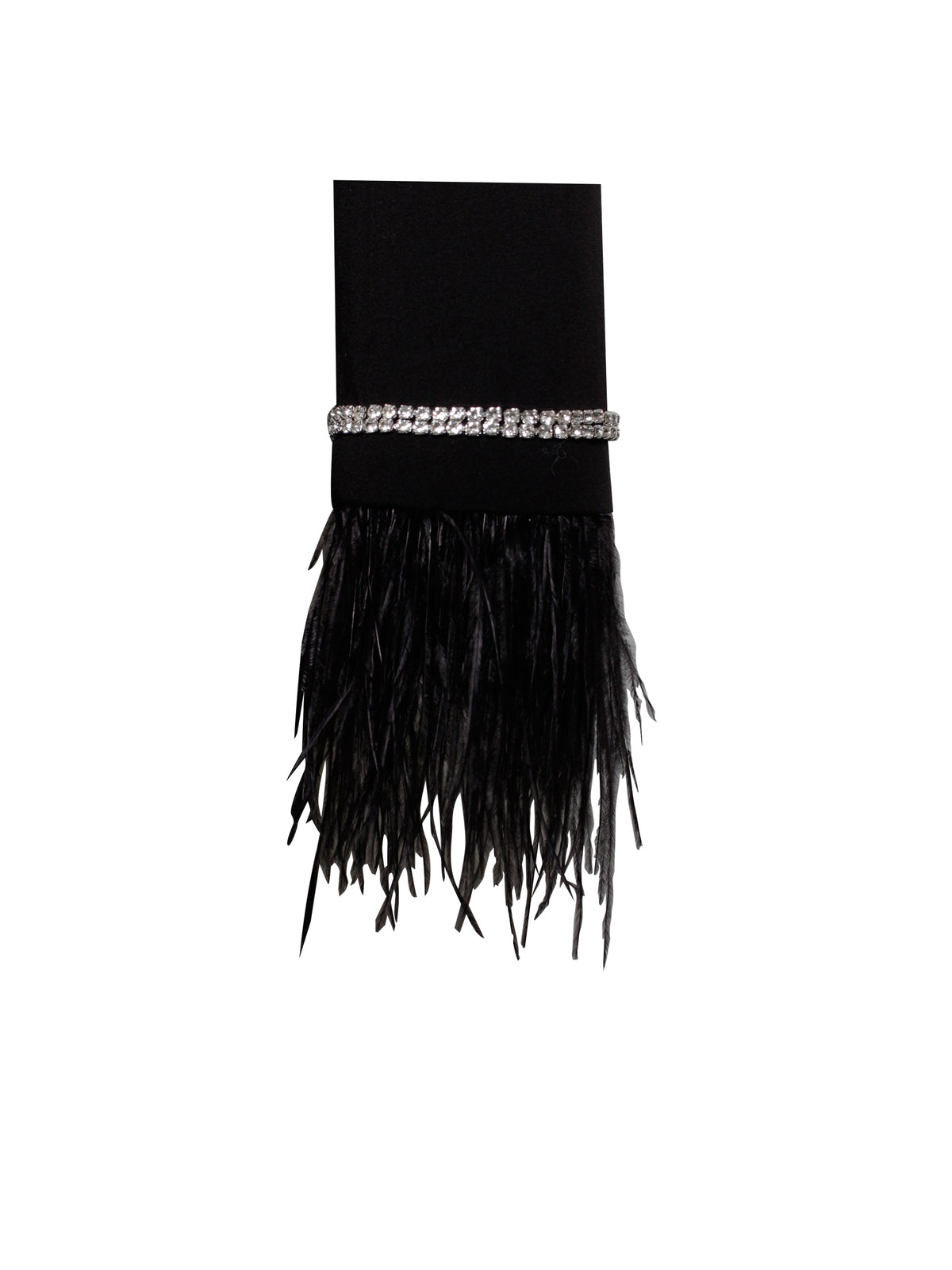 Quilla Black Feather Crystal Graceful Sleeve Backless Blazer Dress