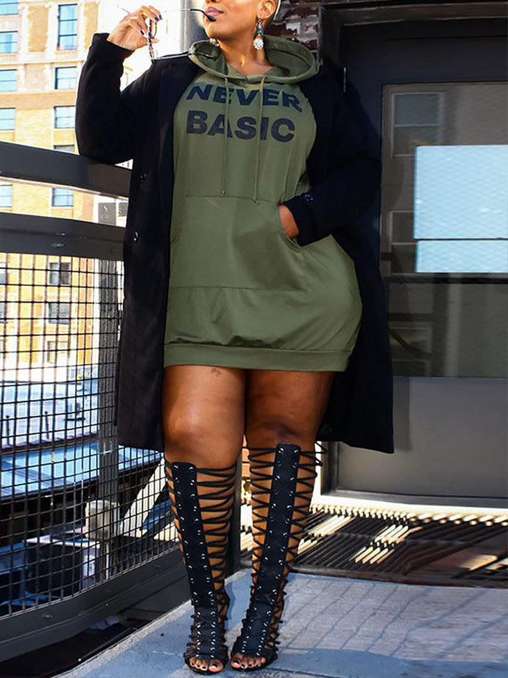 Letter Print Hoodie Mini Dress