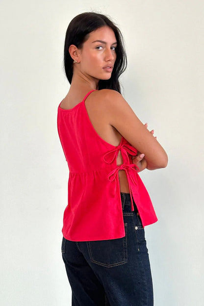 Minimalist Side Tie Solid Tank Top