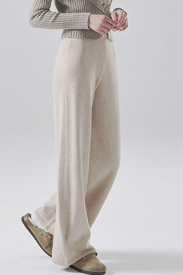 Solid Wool Straight Leg Knit Pants