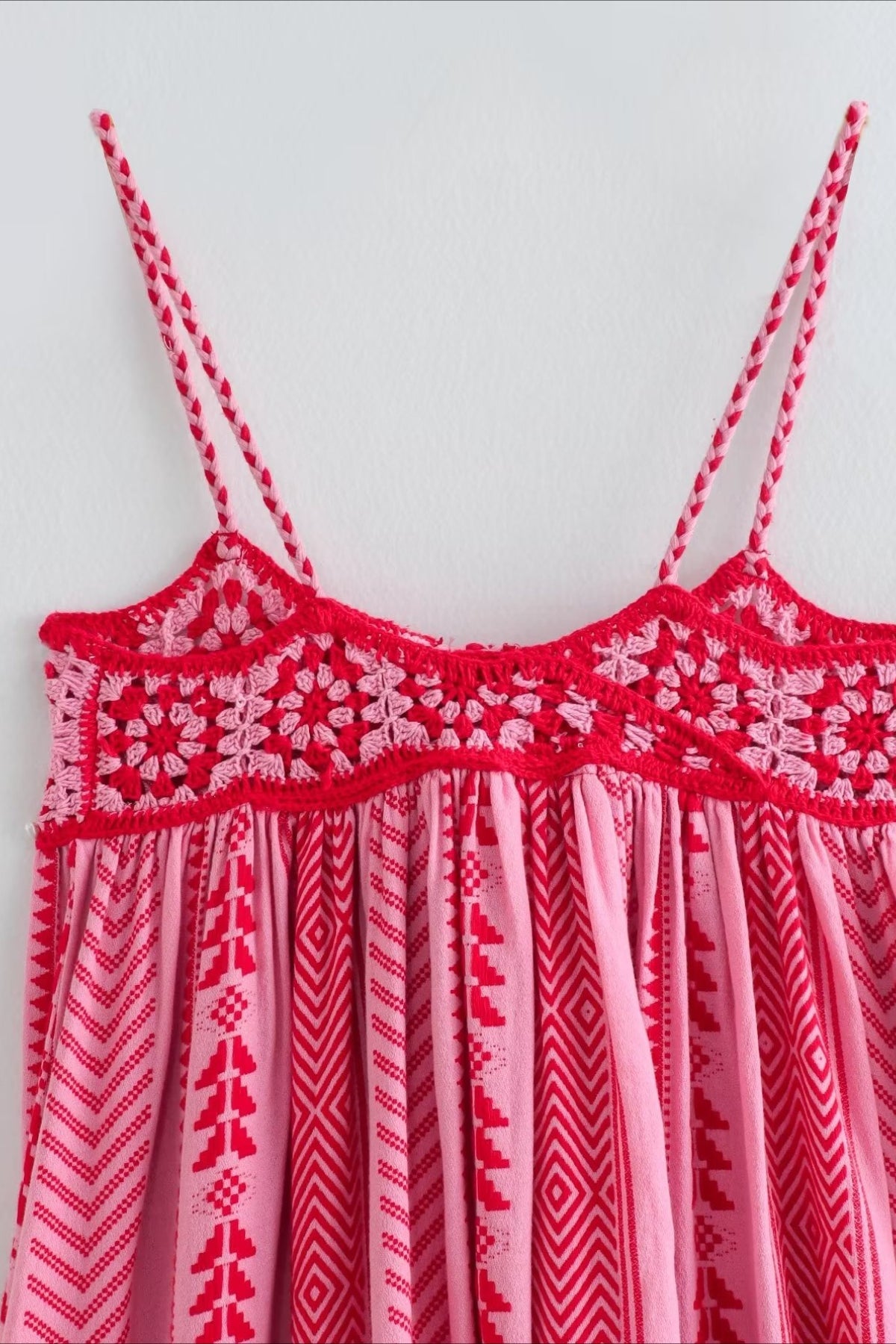 Crochet Knit Spaghetti Strap Boho Dress