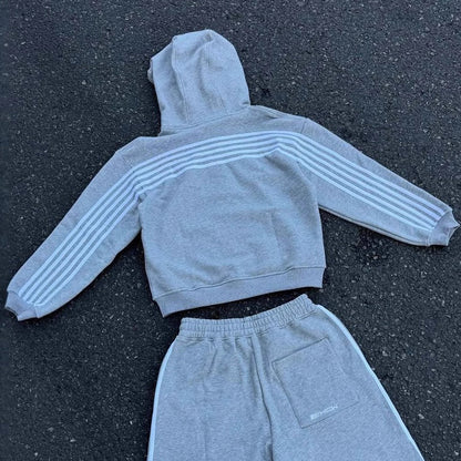 Retro Letter Embroidered Zip Hoodie