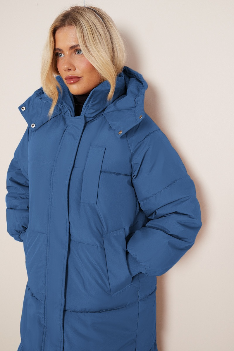 Thick Padded Hooded Mid-Length Winter Overcoat