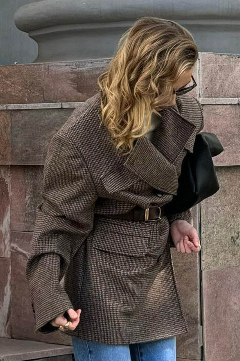 Structured Double Breasted Tweed Coat