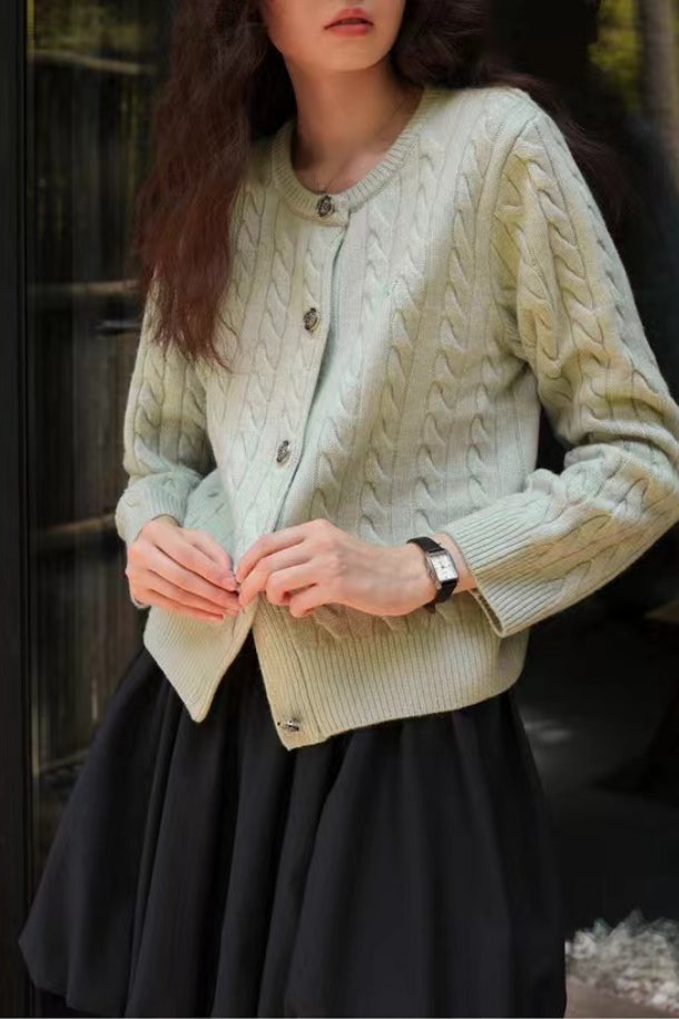 Fine Gauge Merino Cable Cardigan