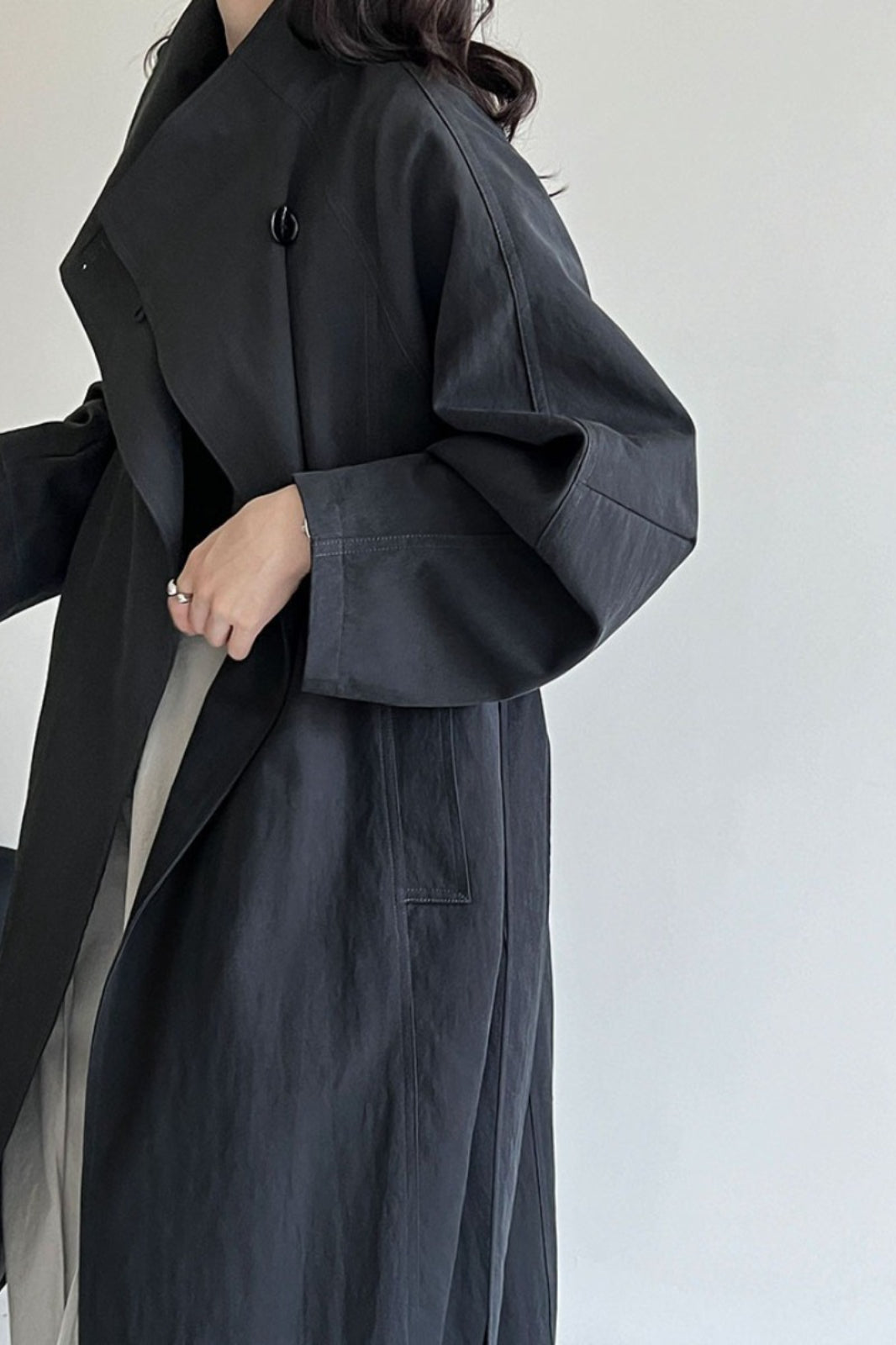 Oversized One Button Stand Collar Overcoat