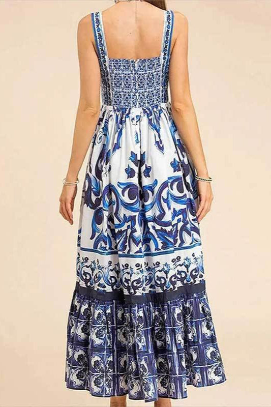 Ethnic Print Flowy Maxi Boho Dress