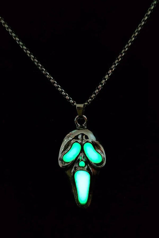 Alloy Glow-in-the-Dark Skull Pendant Necklace
