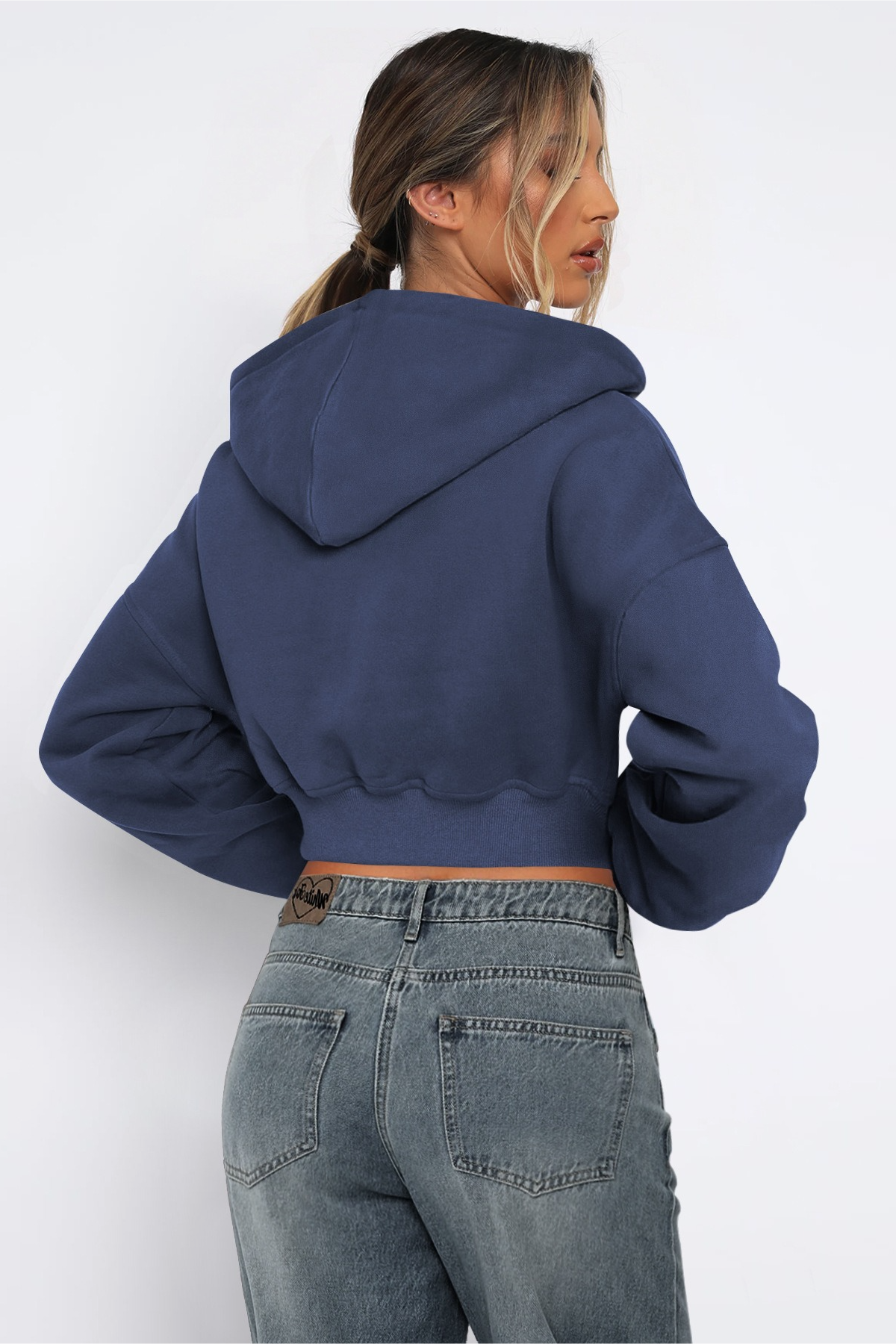 Street Style Oversized Long Sleeve Short Hoodie