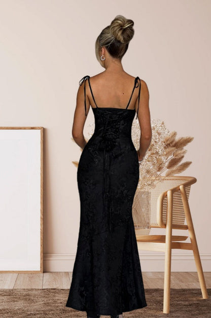 Solid Sash Backless Mermaid Formal Dress