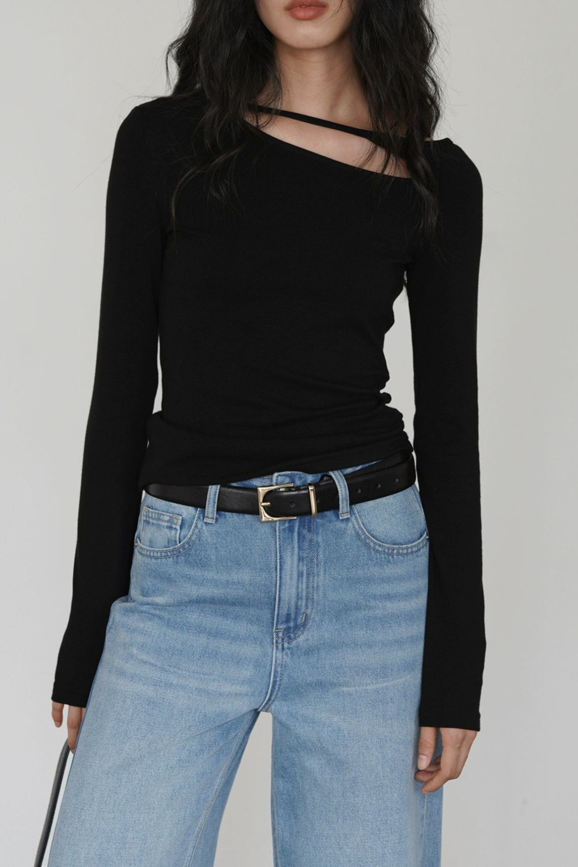 One Side Cut Out Bodycon Long Sleeve Tee