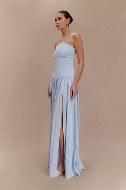 Solid Color Sleeveless Backless Ruched Corset Maxi Prom Dress