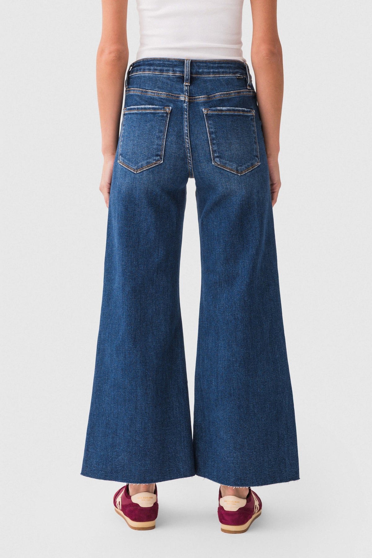 Risen Jenny High Rise Raw Hem Crop Wide Leg Jeans