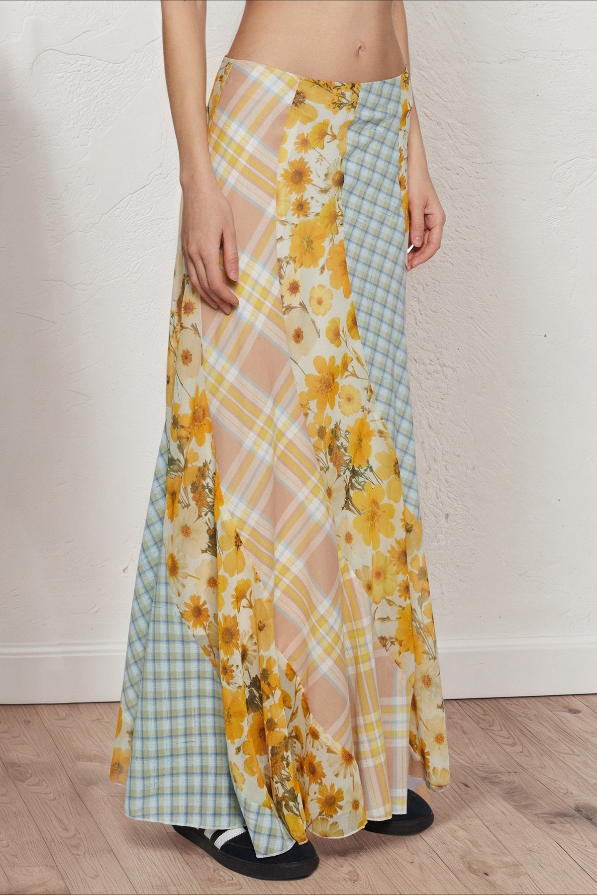 Daisy Floral Asymmetrical Boho Skirt