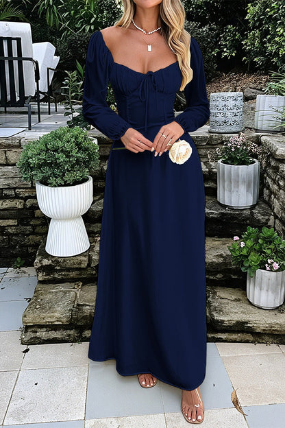Solid Long Sleeve Party Dress
