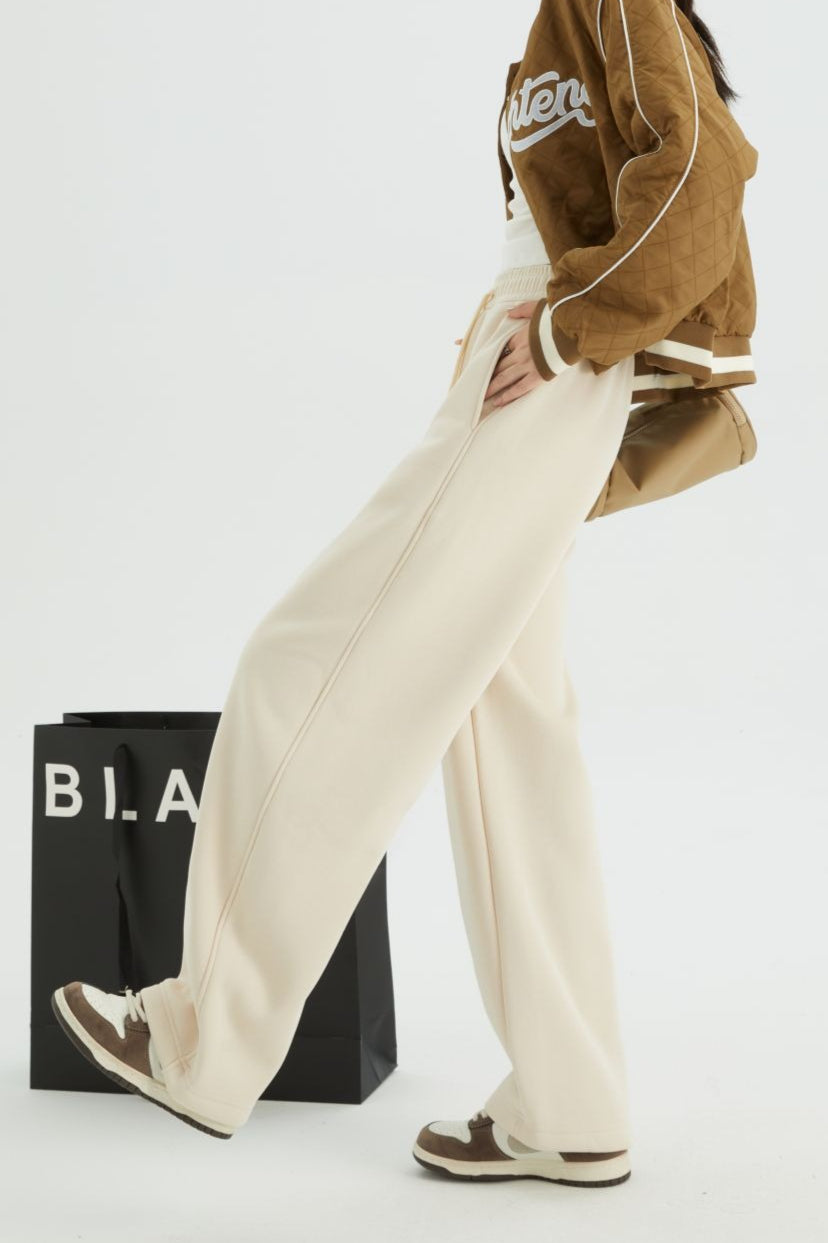 Fleece Lined Loose Fit Curved Knit Pants