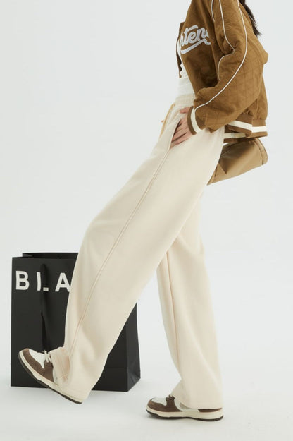 Fleece Lined Loose Fit Curved Knit Pants
