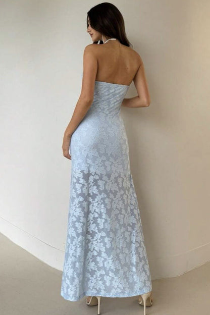 Strapless High Split Lace Dress