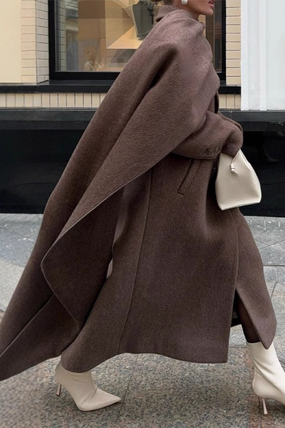 Shawl Collar Extra Long Wool Chic Overcoat