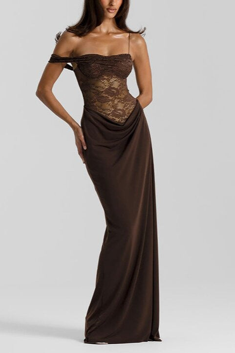 Lace Panel Tank Maxi Bodycon Dress