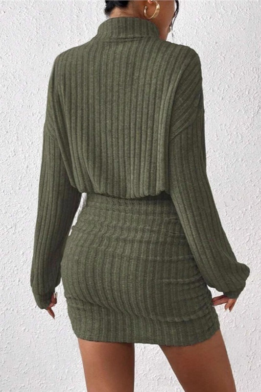 Knit Turtleneck Long Sleeve Bodycon Sweater Dress