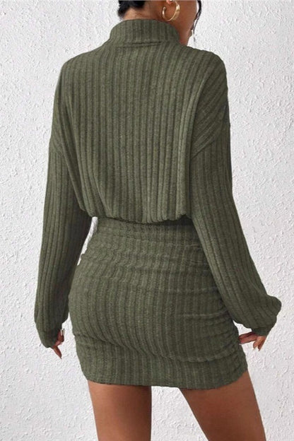 Knit Turtleneck Long Sleeve Bodycon Sweater Dress