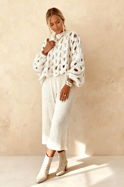 Crochet Knit Hollow Out Pullover Sweater