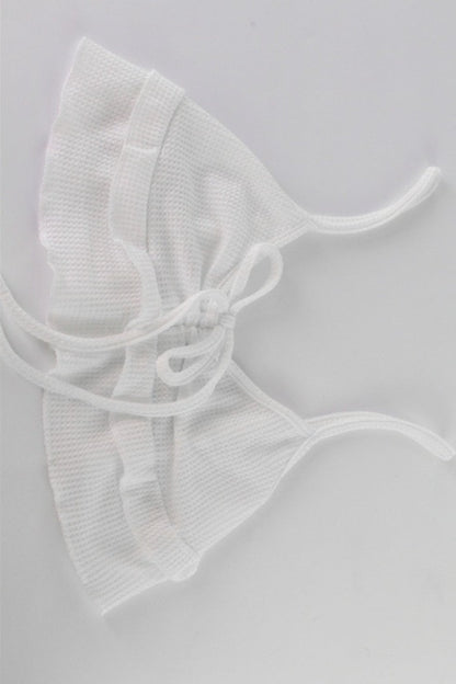 Frill Trim Tie Front Cami Crop Top Shorts Set