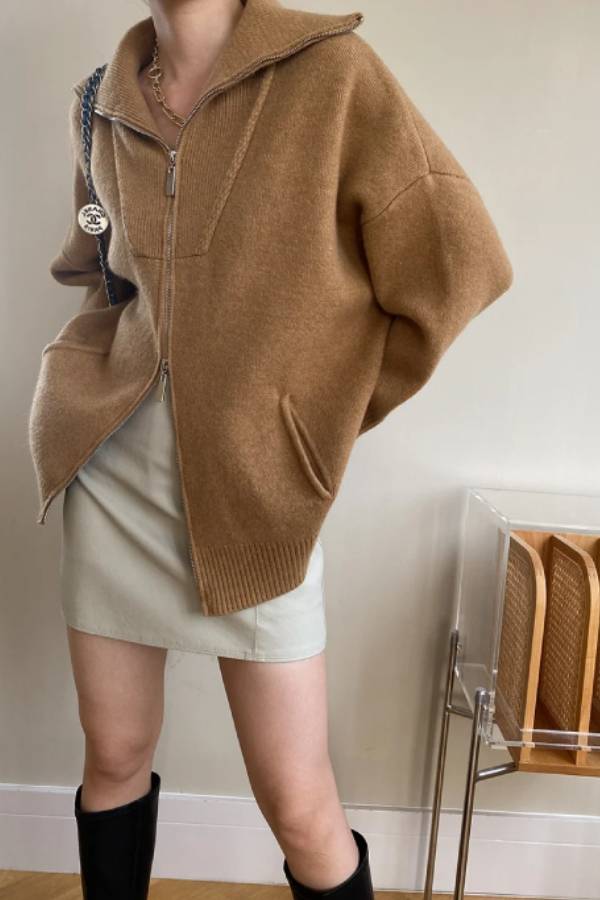 Oversized Open Collar Cardigan