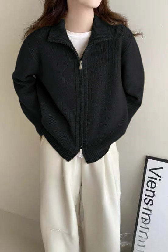 High Neck Double Zip Sweater