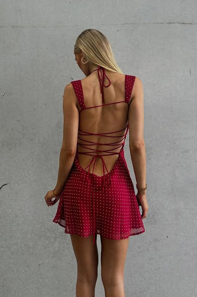 Open Back Spaghetti Strap Mini Dress