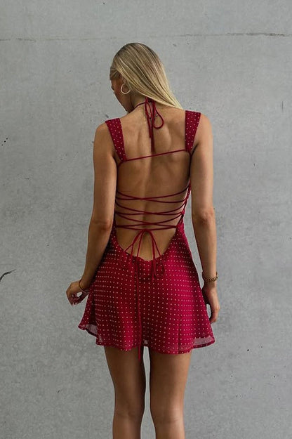 Open Back Spaghetti Strap Mini Dress