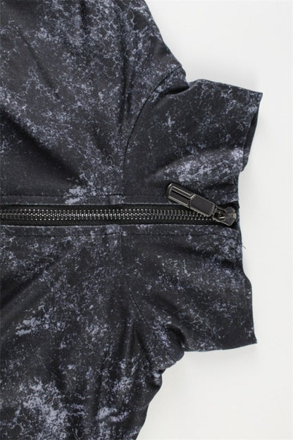 Sexy Zip Front Crop Top Flared Pants Set