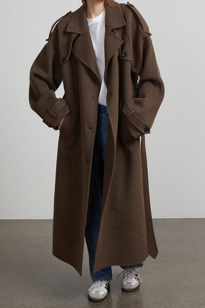 Solid Color Long Sleeve Trench Overcoat