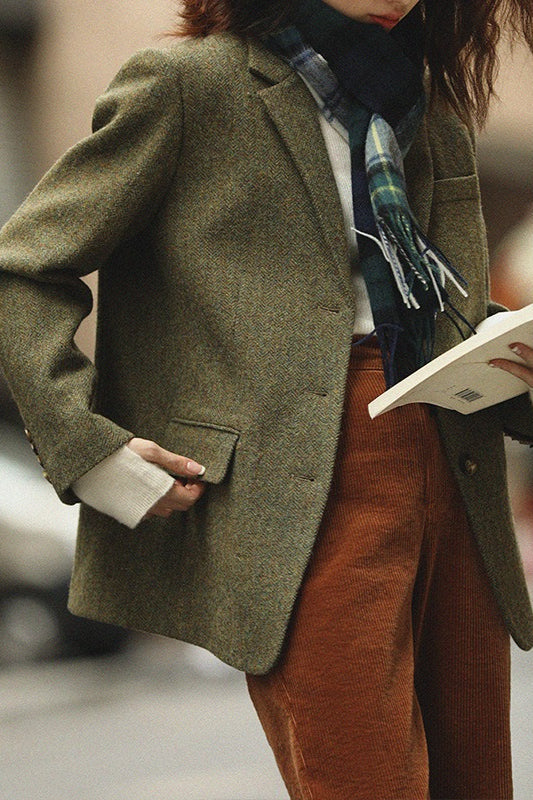 Tailored Wool Crepe Solid Color Blazer