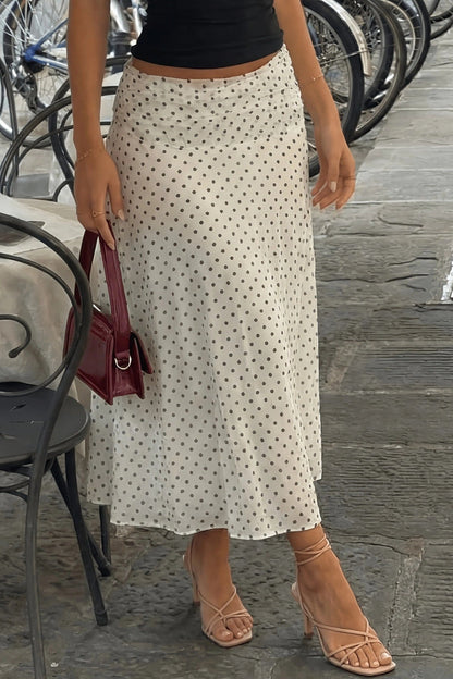 Polka Dot Sheer A-line Midi Skirt